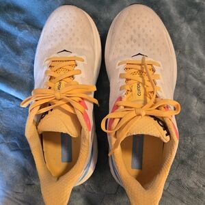 Hoka White and Yellow Running Shoes Size 8.5 Womens